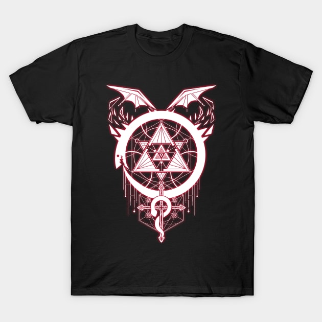 White Snakes of Alchemy (Glowing) T-Shirt by njonestees